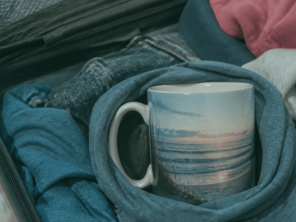 Souvenir mugs: pack inside laundry, not loose — supporting Beach Blog photo, Ocean City, Maryland