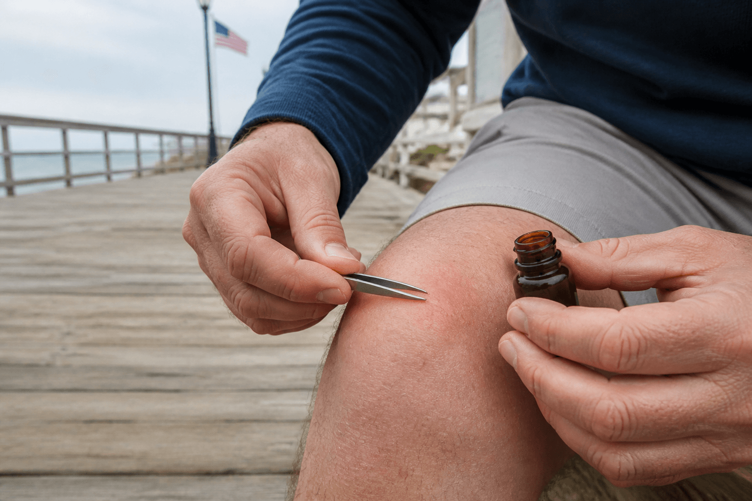 Splinter tweezers in the condo kit: boardwalk wood happens — Beach Blog photo, Ocean City, Maryland