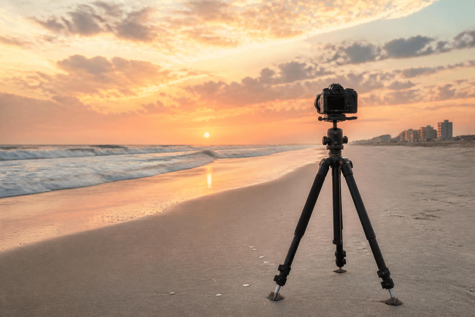 Sunrise photo tripod: sand spike or skip it — Beach Blog photo, Ocean City, Maryland