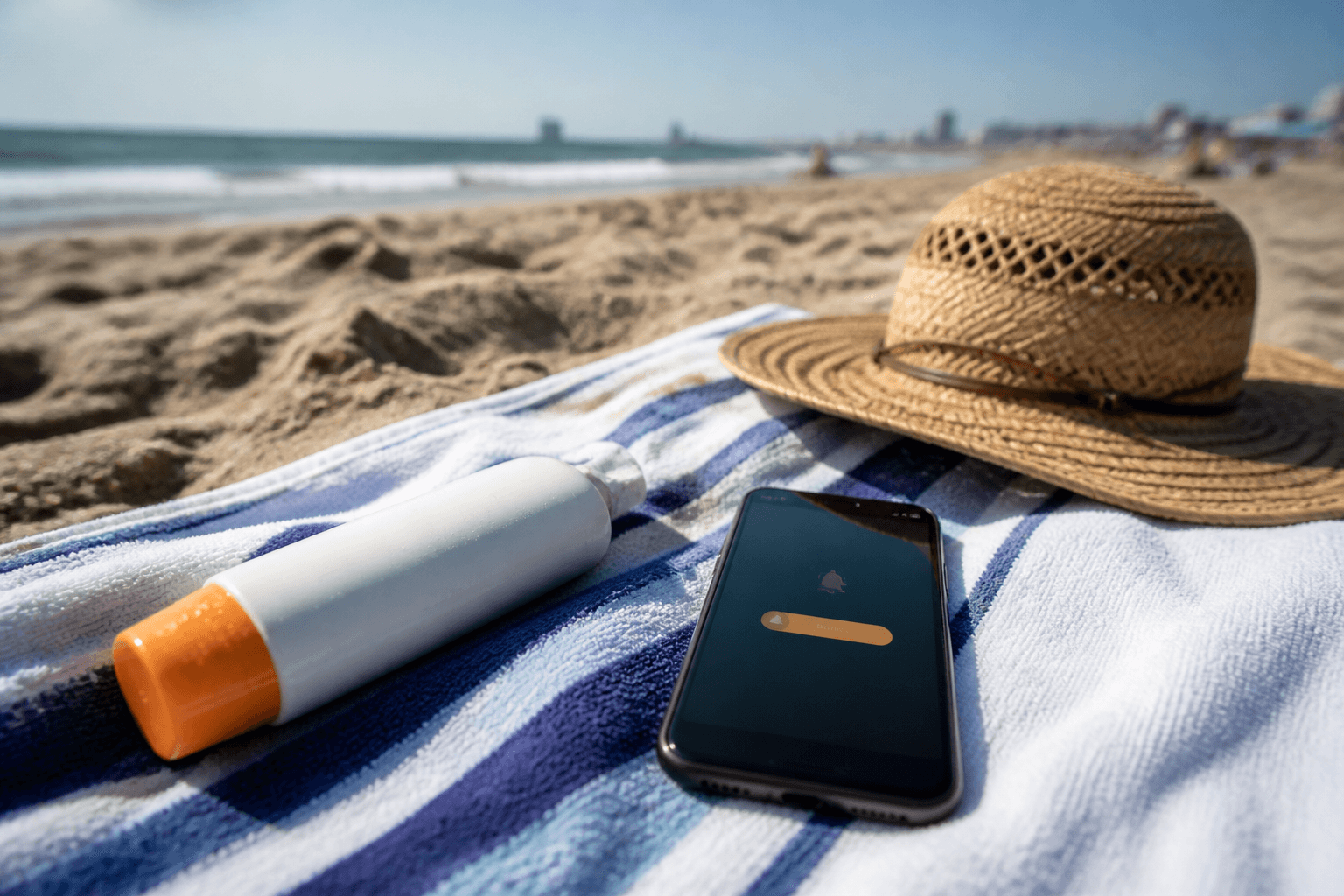 Sunscreen reapply alarm: hourly is not dramatic — Beach Blog photo, Ocean City, Maryland