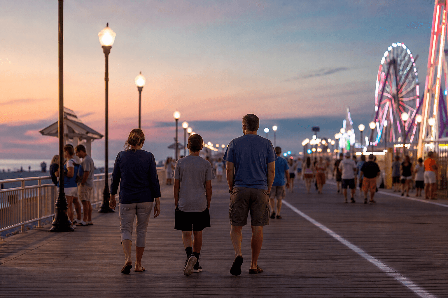 Teen vs parents Boardwalk diplomacy in Ocean City: evening lights and a negotiated night out — Beach Blog photo, Ocean City, Maryland