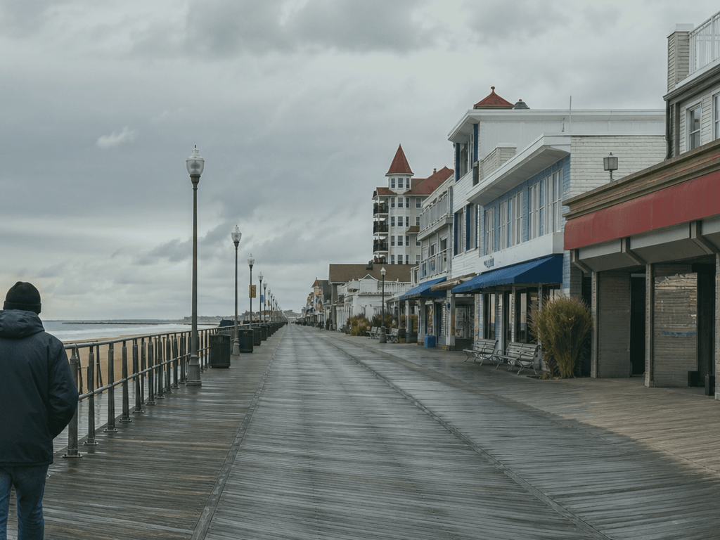 Thanksgiving OC offseason walk week: empty boards, open jackets, different town — supporting Beach Blog photo, Ocean City, Maryland