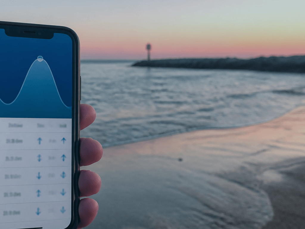 Tide clock app plus eyeballs: apps lie at inlets — supporting Beach Blog photo, Ocean City, Maryland