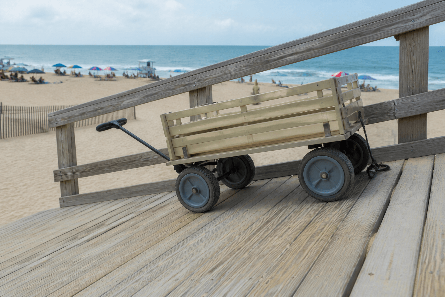 Wagon brakes on Boardwalk slopes: use them — Beach Blog photo, Ocean City, Maryland