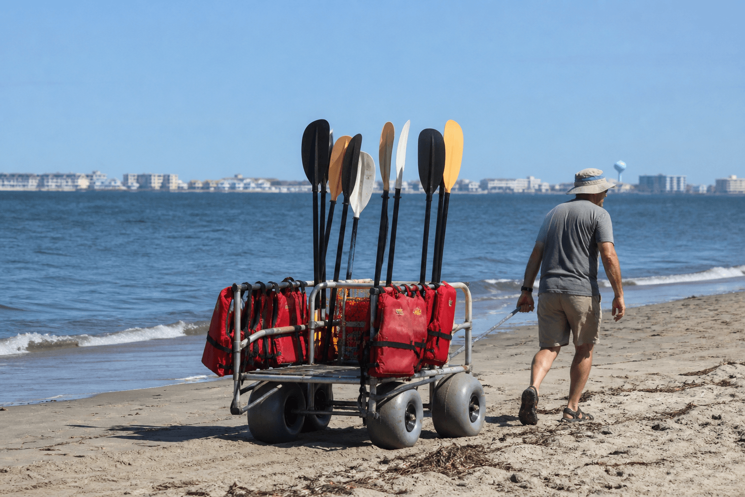 Wagon for kayak paddle hauls from lot to launch — Beach Blog photo, Ocean City, Maryland