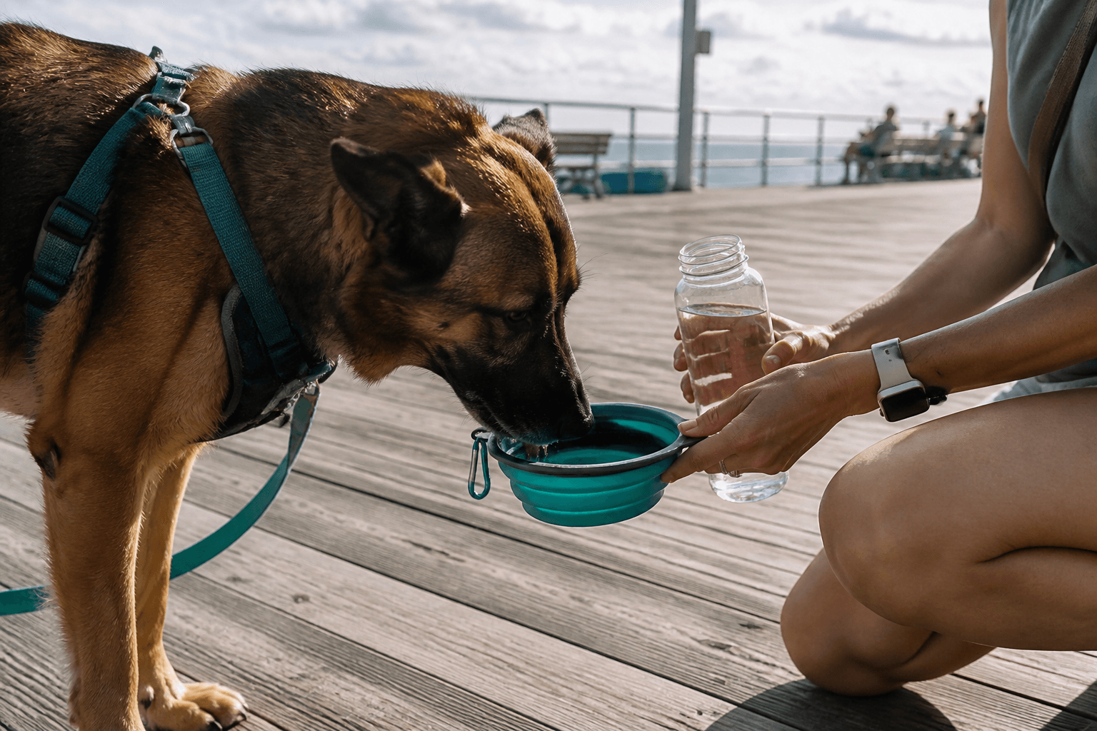 Collapsible water bowl in the dog walk pack — Beach Blog photo, Ocean City, Maryland