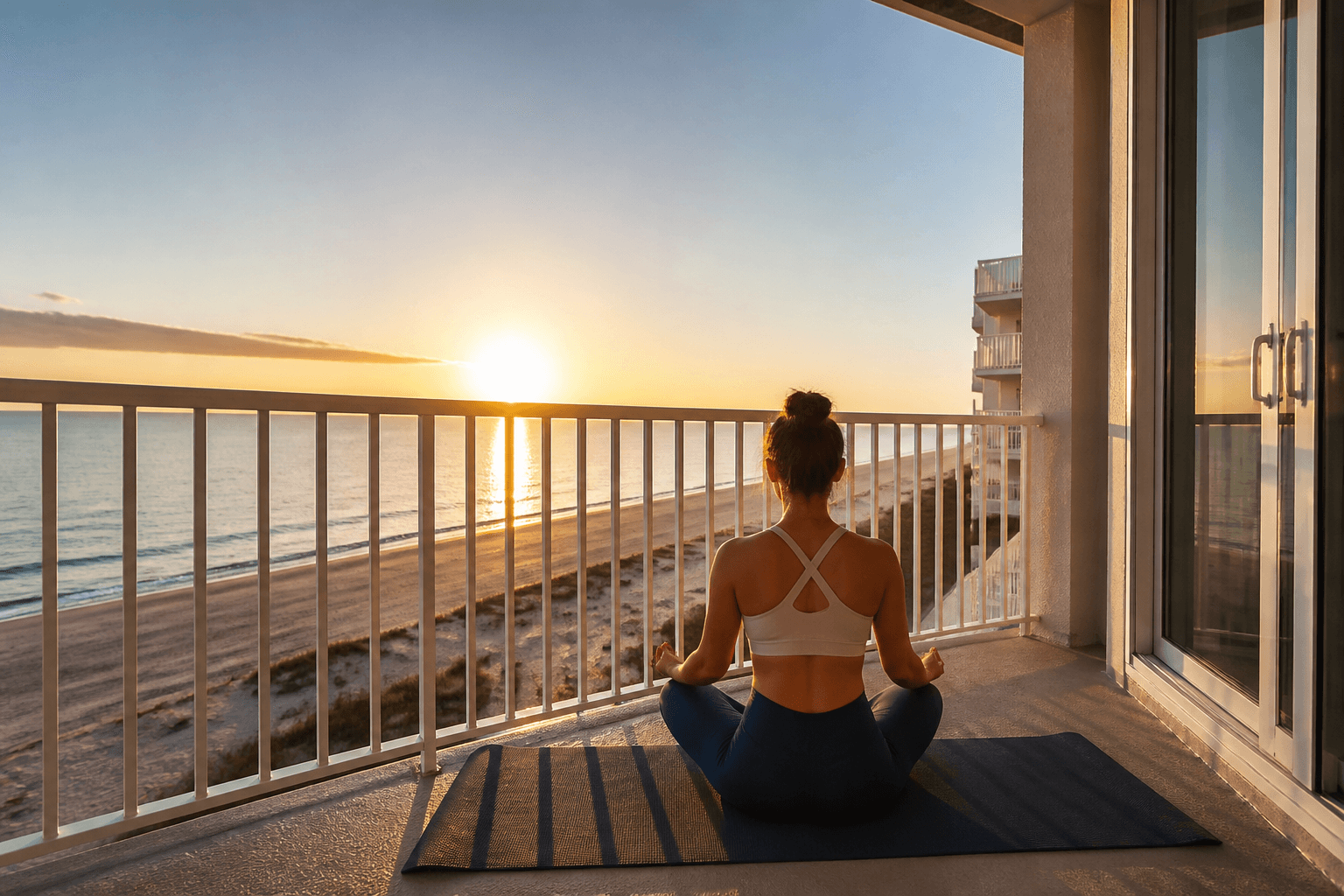 Yoga mat sunrise on the balcony: quiet sets — Beach Blog photo, Ocean City, Maryland