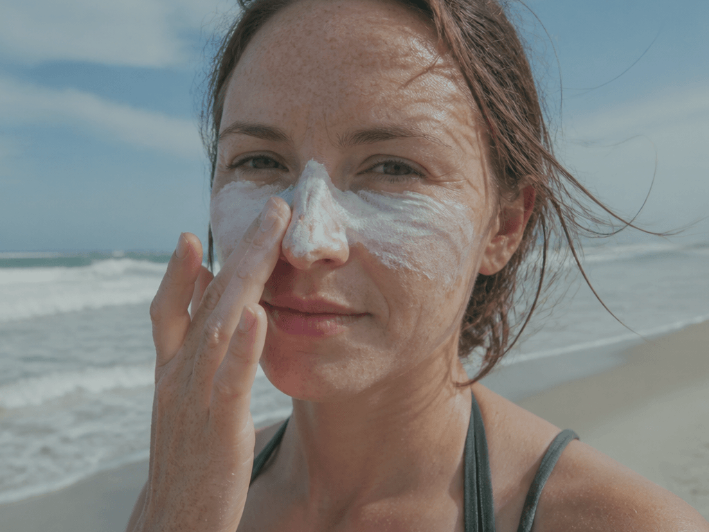 Zinc sunscreen face for windy days: the white nose look that saves skin — supporting Beach Blog photo, Ocean City, Maryland