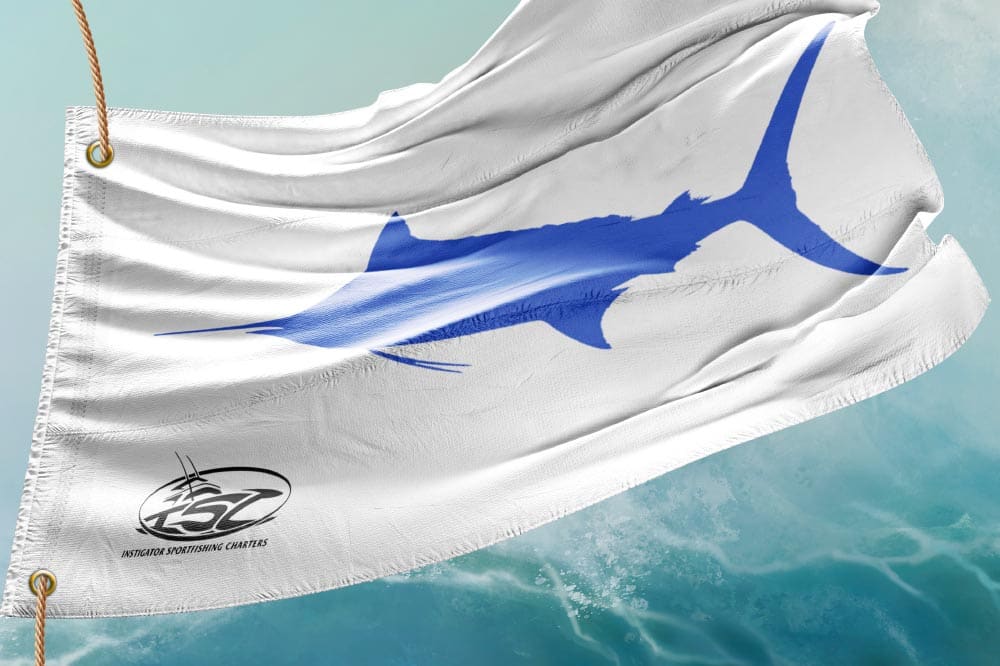 Blue marlin release flag motif