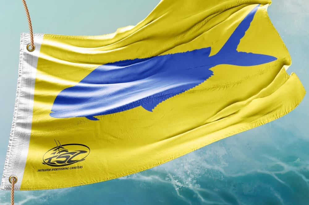 Mahi-mahi (dolphinfish) release flag motif
